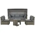 Lounge Set Mit Tisch 6-sitzer Corte Modular Polyrattan Dunkelbraun