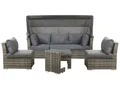 Vielseitiges 5-teiliges Loungeset braun mit grauen Polsterkissen Corte
