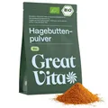 GreatVita Bio Hagebuttenpulver 1000g | Schonend gemahlenes Pulver aus 100% Bio Hagebutten | Reich an Vitaminen, Ballaststoffen & Mineralstoffen | Fruchtig-säuerlicher Geschmack Ideal für Smoothies