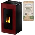 Freepoint Pelletofen Vega airtight, 11 kW, Zeitbrand, 352 W, 230 V rot