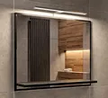 LED-Badspiegel mit Ablage 60x50 cm Schwarz – Badezimmerspiegel Wandspiegel