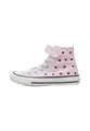 Converse Chuck Taylor All Star A19066C Hohe Schuhe für Mädchen, Rosa mit Herzen, Verschluss mit elastischem Band und Klettverschluss, Rosa, 35 EU