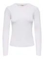 JdY Damen Langarmshirt Slim Fit Rundhals Elegantes Basic Oberteil, Farben:Weiß-3, Größe:XL
