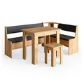 Vicco Eckbankgruppe Roman, Goldkraft Eiche, 136.6 x 60 cm mit Tisch, geeignet für Eckaufstellung in Küchen und Essbereichen