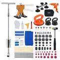 VEVOR Dellenzieher Set (100 STK.) zur lackfreien Dellenentfernung mit goldenem Heber, Brückenzieher, Gleithammer, T-Stange, Klebepistole, Beulen Reparaturset Dellen Reparaturset Ausbeulreparatur