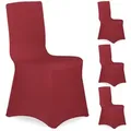 Relaxdays 4Xstuhlhussen, Dunkelrot, Textil, Kunststoff, 60x57 cm, Wohntextilien, Bezüge, Stuhlhussen