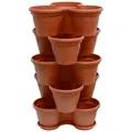 ENGELLAND 5 x Blumentopf Säulentopf Pflanzturm Hochbeet Stapelbar Terracotta