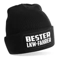 Beanie Strickmütze mit Spruch | Bester LKW-Fahrer | schwarz | Unisex SoftTouch angenehm weiche und warme Wintermütze | OneSize Einheitsgröße für Erwachsene