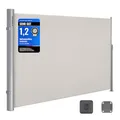 SONGMICS Alu-Seitenmarkise, ausziehbar, 200 x 350 cm, Blickdicht, Sonnenschutz, blickdicht, Seitenrollo, für Balkon, Terrasse, Garten, beige GSA205E