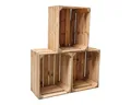 Teramico Holzkiste Holzkisten Obstkisten Vintage 50 x 40 x 30cm 3er Set, Vintage Obstkiste