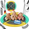KESSER® Nestschaukel Tellerschaukel Hängeschaukel Rundschaukel Ø 120cm Schaukel bis 300kg belastbar mit Kissen & 4 Griffen verstellbar Kinderschaukel Indoor & Outdoor für Kinder & Erwachsene Tropical