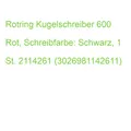 Rotring Kugelschreiber 600 Rot, Schreibfarbe: Schwarz, 1 St. 2114261 (3026981142