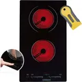 AREBOS Glaskeramikkochfeld 2 Platten 30 cm | Autarkes Einbau Kochfeld 3200 W | Sensor-Touch Display | 9 Stufen | Kindersicherung & Timer - Schwarz
