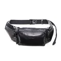 FANDARE Gürteltasche Bauchtasche Brusttasche Herren Sling Bag wasserdichte Geeignet Hüfttasche Junge Umhängetasche Leder für Joggen Wandern Radfahren Reisen Schwarz