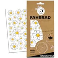 Farbviereck Reflektierende Gänseblümchen Fahrradaufkleber – wetterfeste Blumen Sticker für Fahrrad, Roller, Kinderwagen & Helm R0017