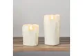 Lights4fun LED-Kerze 2er Set LED Kerzen Echtwachs mit Wachstropfen Timer