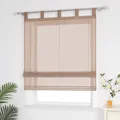 Delien Raffrollo mit Schlaufen Voile Uni Panneaux Küche Gardinen Modern Wohnzimmer Schlaufenrollo Braun BxH 120x140cm