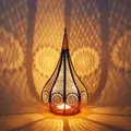 Orientalische Laterne aus Metall Ezana Gold 36cm | Marokkanische Gartenlaterne für draußen oder innen | Marokkanisches Orientalisches Windlicht Gartenwindlicht hängend oder zum hinstellen