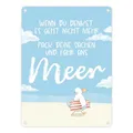 Möwe Metallschild in 15x20 cm mit Spruch Fahr ans Meer Strandliebe Nordlicht - Dein Urlaub im Norden beginnt mit Meer-Feeling Zuhause