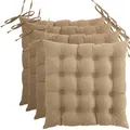 wometo 4er Set Sitzkissen Stuhl oekoTex 40x40 - beige Sitzauflage Auflage Polster Stuhlkissen Sitzpolster mit Bändern