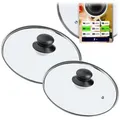 KADAX Glasdeckel Set "Pecoraro", Deckel mit Griff, mit Dampfloch, Topf- und Pfannendeckel, 24 cm + 20 cm