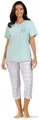 Damen Schlafanzug Pyjama COMTESSA 7/8 Hose 100%Baumwolle Single Jersey sky Gr.40