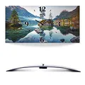 ARTLAND Wanddeko Wanduhr ohne Tickgeräusche Alu Quarzuhr lautlos 50x25 cm Rechteckig Landschaftsbilder Natur See Herbst Alpen U1TM