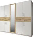 Kleiderschrank Taiga Drehtürenschrank mit Spiegel Ausführung wählbarWeiß / Plankeneiche