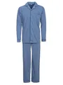Henry Terre Herren Pyjama Diamant Muster Langarm Schlafanzug Baumwolle durchgeknöpft, Farbe:blau, Größe:XXL