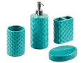 Badezimmer Set türkis 4-teilig aus Naturstein Dolomit Glamour glänzend Guatire