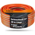 NEO TOOLS Gartenschlauch 1/2 Zoll, 30 m Länge, 6-lagiger | UV-beständig, Flexibel Schlauch, Verdrehschutz - Wasserschlauch aus Erst-PVC mit Anti-Algen-Innenausstattung