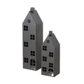Boltze Alba Laterne Windlicht Haus schwarz 66-96cm 2tlg Metall für Kerzen & LED