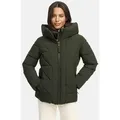 Marikoo Winterjacke Kuschelnasee mit extra hohem Kragen und warmem Fleecefutter grün L (40)