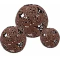 Spetebo - Metall Deko Rostkugeln - 3er Set / 20 / 15 / 10 Cm - Garten Kugel Mit Blumen Ornamenten