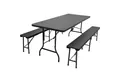 PROREGAL® Bierzeltgarnitur 1x Buffettisch & 2x Bierbank klappbar 180cm für 8 Personen wetterfest, Gartengarnitur aus Kunststoff Camping wetterfest mit Tragegriff