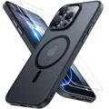Miracase Magnetisch für iPhone 16 Pro Hülle für Magsafe[mit 2 Schutzglas] Militärschutz Stoßfest Kratzfest Anti-Fingerabdruck Samtige Touch Dünn Handyhülle für iPhone 16 Pro 6,3 Zoll, Schwarz