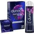 durex Gleitgel Perfect Glide 100ml & Perfect Glide 10er Kondome, Ausprobier Mix, mit Silikongleitgel für bessere Gleitfähigkeit