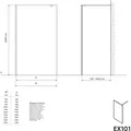 Duschabtrennung Walk-In Nano Echtglas EX101 - Milchglas-Muster Wave - Schwarz matt - Nano Graues Glas - 10mm - Breite wählbar, Breite Walk-In:1100mm