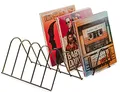 Schallplattenständer | Aufbewahrung für 75 LPs | Prospekthalter | Matt Schwarz Metall | Schallplatten Halter Ständer Zeitschriften Bücher | Schallplatten Deko Vinyl Regal
