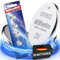 50 x CR1632 CR 1632 WILHELM Lithium Knopfzelle 3V 140 mAh ø16 x 3,2 mm Batterie DL1632