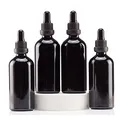 YIZHAO Pipettenflasche 100ml Schwarz, Apothekerflasche mit Pipette Glas, für Ätherisches Öl, Aromatherapie, Massage, Düfte, Labor, Kosmetik, Reisen – 4 Pcs