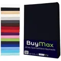 Buymax Spannbettlaken Buymax Jersey aus 100% Baumwolle, Jersey, Gummizug: Rundumgummi, (1 Stück), Pflegeleicht und Atmungsaktiv in Verschiedenen Farben und Größen schwarz 180 cm x 200 cm