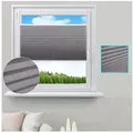 Woltu Plissee, halbtransparent, Klemmfix, Klemmfix, Jalousie Faltrollo Blickdicht grau 60 cm x 220 cm