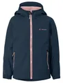VAUDE Softshell Jacke Kids Rondane IV in - hochwertige Outdoorjacke, wind- und wasserabweisende Regenjacke mit Kapuze, Klimaschonende Regenjacke Kinder, dark sea/rose,98