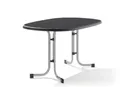 Sieger 252/A Boulevard-Klapptisch mit mecalit-Pro-Platte 140 x 90 cm, Stahlrohrgestell graphit, Tischplatte Schieferdekor anthrazit