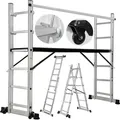 Craftfull Leitergerüst CF-103A | 4in1 Multigerüst aus Aluminium - Multifunktion - Anti-Rutsch-Rollen - Gerüst - Bis 150 Kg (1.95 Meter 7 Sprossen)