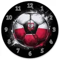 speecheese Wanduhr Fußball Polen Flagge Wanduhr aus Glas 30 cm