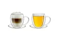 Creano Teeglas Thermotasse 2er-Set doppelwandig mit Untertasse 400ml, Borosilikatglas, 2 Tassen mit Untertassen