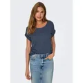 ONLY T-Shirt ONLMOSTER – Kurzarmshirt mit Aufschlag und klassischem Look Viskosemischung, regular fit blau M (38)