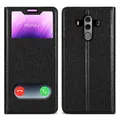 Cadorabo Hülle kompatibel mit Huawei Mate 10 PRO in KOMETEN SCHWARZ - Schutzhülle mit Magnetverschluss, Standfunktion und 2 Sichtfenstern